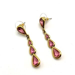 Monet Gold and Pink Teardrop Earrings